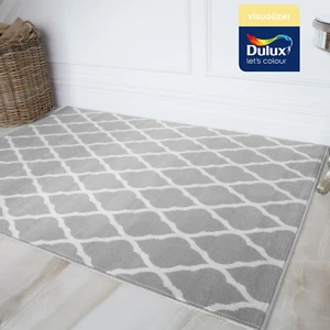 Top Selling Grey Trellis Rugs Moroccan Style Silver Living Room Hallway Long Mat - Picture 1 of 6