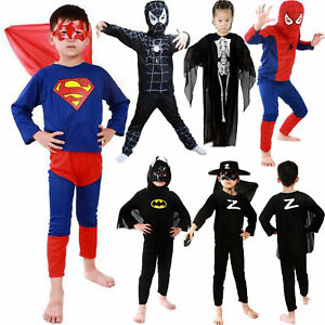Kids Girls Boys Spiderman Superhero Fancy Dress Up Cosplay Costume Outfits New