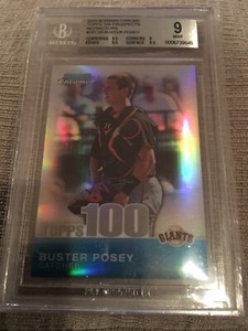 2010 Bowman Chrome Topps 100 Prospects Refractors Buster Posey RC BGS 9 w/9.5