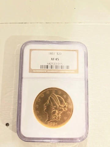 1851 XF45 NGC Liberty Double Eagle $20 Gold Coin or 1 oz RARE 170+ yrs old Cover