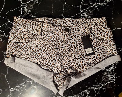 One Teaspoon Leather Leopard Print Low Waist Bandits. New  Size 31 Rrp $259 - image 1 of 4