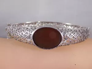 Handgefertigtes Damen Oval Karneol Sterlingsilber Filigran Armreif Armband - Bild 1 von 6