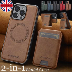 For iPhone 16 15 14 13 12 11 Wallet Case Removable Card Slot Stand 2-in-1 Cover - Picture 1 of 75