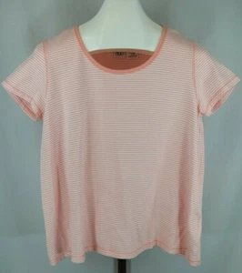 Duo Maternity Womens Ladies Peach Striped Short Sleeve T-Shirt Size Large - Picture 1 of 3