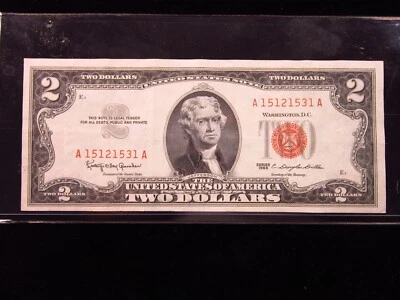 USA $2 1963 A15121531A # UNITED STATES Note RED Seal Jefferson Dollars Money - Image 1 of 3