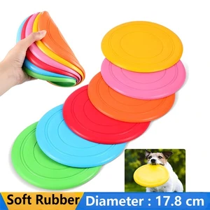 Dog Training Soft thin Throwing,Flying Disc Fetch Silicone Teeth Fun Toy 17.8cm - Picture 1 of 18