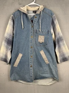 Chaqueta vaquera vintage para hombre talla única azul denim sudadera con capucha camionero motociclista occidental grunge - Imagen 1 de 15