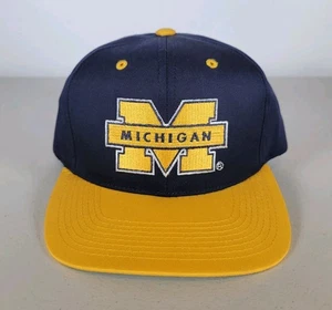 Vintage Michigan Wolverines Snapback Hat Block M Spellout UofM NCAA GCC NOS - Picture 1 of 14