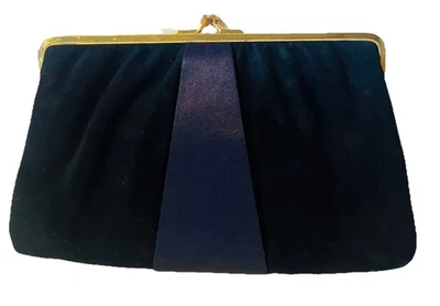 Rare Vintage 1950s Coblentz Perna Suede Evening Clutch with Satin Coin Purse - Image 1 of 4