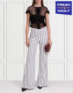 RRP €345 L'AGENCE Tulle Flared Trousers US8 UK12 IT44 L Lined Striped Sequins - Picture 1 of 6