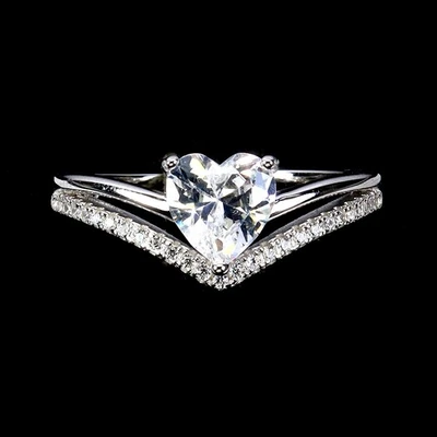 Anillo de plata de ley 925 corazón simulado circonita cúbica 7 mm joyería tamaño 8 Foto 1 de 4