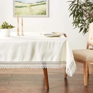 Flower Bow Vintage Lace Pattern Polyester Damask Jacquard Tablecloths, 70" X ... - Picture 1 of 6