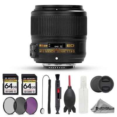 Lente Nikon AF-S NIKKOR 35 mm f/1,8G ED - Paquete de memoria de 10 piezas 128 GB Foto 1 de 4