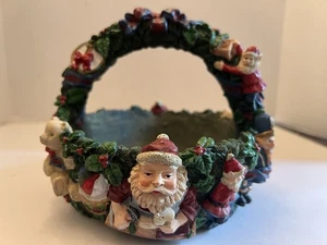 Christmas Ceramic Hand Painted Themed Basket Candy Dish Nut Dish Treat Dish - Picture 1 of 10
