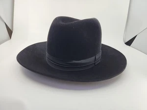 VINTAGE VANZINA PARIA ITALY BLACK WOOL FEDORA HAT SIZE 7 - 5 - 57. For Repair - Picture 1 of 23