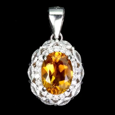 Colgante de plata de ley 925 ovalado citrino 8x6 mm joyas de piedras preciosas naturales Foto 1 de 4