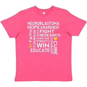 Inktastic Neuroblastoma Support Slogan Youth T-Shirt Awareness Walk Event Ribbon - Picture 1 of 2