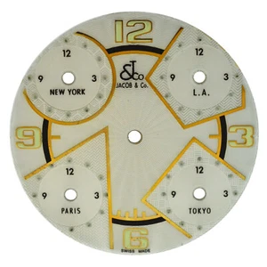 Jacob & Co. Five Time Zone Cream Guilloche Dial Fits 40mm Watch - Picture 1 of 3