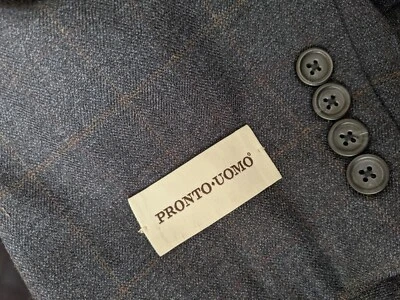 NEW 54R Pronto Uomo Blue brown red PLAID Wool Tweed Sport Coat Blazer Jacket - Image 1 of 4