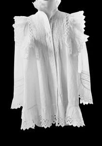 Mid 19th Century Exquisite Italian Handmade White Cotton Chemise - Picture 1 of 8