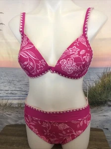 NWT Cupshe Two Piece Bikini Size Medium Pink Floral - Picture 1 of 4