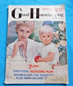 Good Housekeeping Magazine August 1956 FEATURES 7-DAY REDUCING PLAN + MUCH MORE - Picture 1 of 4