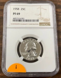 1958 Washington Silver Proof Quarter 25c NGC PF69. - Picture 1 of 10