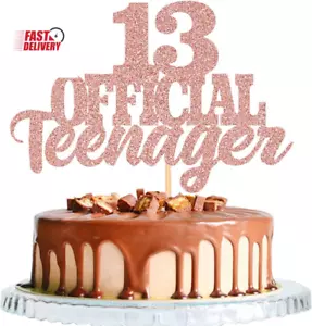 13 Official Teenager Cake Topper-Glitter 13Th Birthday Cake Pick Decorations for - Picture 1 of 12
