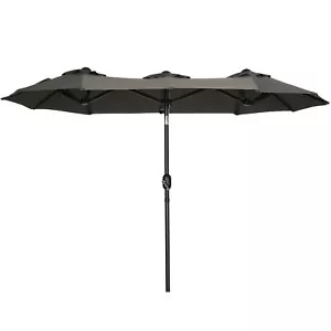 9.5 ft Double-sided Patio Umbrella Large Outdoor Market Deck Pool Shade w/ Crank - Picture 1 of 9