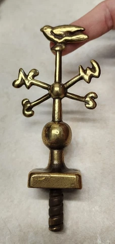 Vintage Solid Brass Weather Vane Clock, Furniture Finial Weathervane 5 1/8" Cover