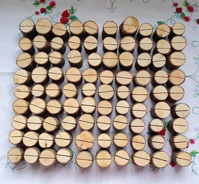 30//60/90 x Rustic Wooden Table Place Card Holder Wedding Number Menu Name Stand - Image 1 of 4