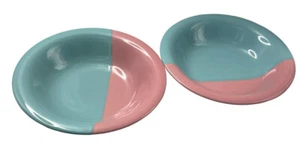 Pier 1 Imports Hand Painted Pink Blue Bowl Japan Porcelain Sticker Lot 2 Vintage - Picture 1 of 12