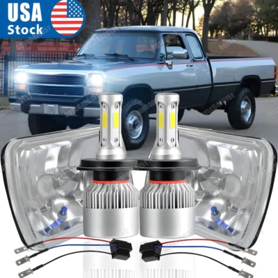 Par de faros LED haz alto/bajo para Dodge D150 D250 D350 Ram 50 H4 5x7" 7x6" Foto 1 de 4