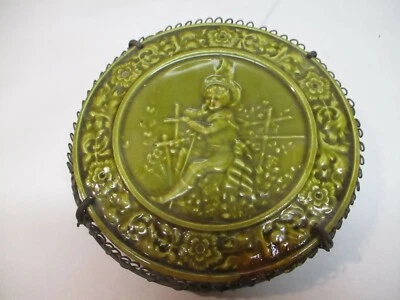 Antiguo remache de porcelana con soporte de alambre decorativo Foto 1 de 3