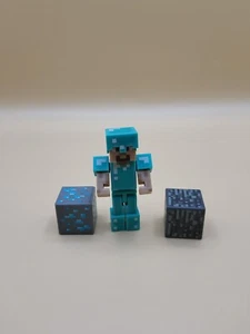 Minecraft Steve With Dimond Armor And 2 Blocks Action Figure Jazwares Figure - Picture 1 of 24