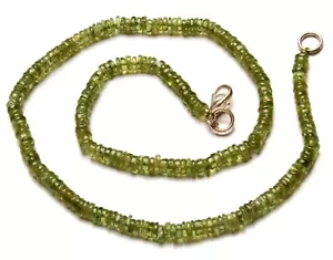 Natürlicher grüner Apatit Edelstein 5 mm Größe glatt Heishi Form Perlen 17 Zoll Halskette - Bild 1 von 4