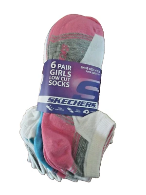 6 PARES DE CALCETINES SKECHERS DE CORTE BAJO PARA NIÑAS soporte para arco, talla 9 - 11 Foto 1 de 4