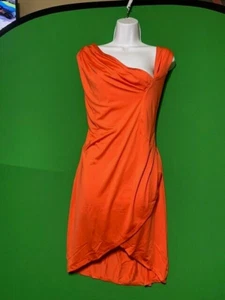 Venus New draped detail dress - XL - cute neckline - faux wrap - bright orange - Picture 1 of 10