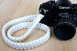 NEW WHITE PARACORD CAMERA NECK STRAP DSLR MIRRORLESS SONY CANON NIKON FUJI 48" - Picture 1 of 12