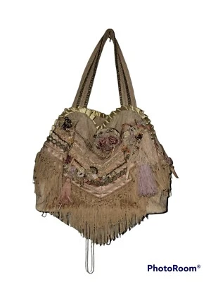 Bolso Victoriano Chimaki Japón Antiguo Kawaii Romántico Encaje Flecos Floral Hecho a Mano  Foto 1 de 4