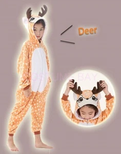 Kids Onesie Deer Spotty Dog Unicorn Animal Kigurumi Pajamas Unisex Sleepwear - Picture 1 of 158