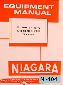 Niagara 31 & 33, Ring & Circle Shears, Instructions and Parts List Manual 1989 - Picture 1 of 2
