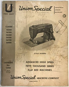 UNION SPECIAL STYLE 56300U ADJUSTING INSTRUCTIONS & PARTS BOOK MANUAL - Picture 1 of 2