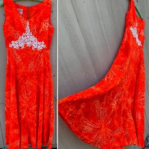 Alice of California Vintage Hawaiian Dress Psyhedelic Colorful Tiki Aloha - Picture 1 of 24