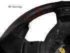 FOR PEUGEOT 307 BLACK PERFORATED ITALIAN LEATHER STEERING WHEEL COVER RED STITCH