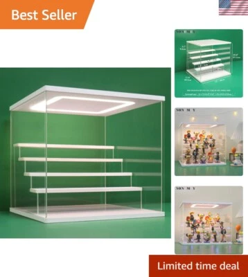 Clear Acrylic Display Case Stand with LED Light 2/3/4/5/6 Tier Storage Box Sh... - Image 1 of 4