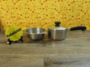 REVERE WARE 1 Qt Stainless Saucepan Copper Bottom w/Lid & Insert Clinton ILL - Picture 1 of 15