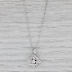 0.30ctw Diamond Flower Cluster Pendant Necklace 14k Gold 17.75" Cable Chain - Picture 1 of 7
