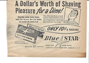 Blue Star Single Edge Razor Blades Vtg 1951 Print Ad 6 x 5" Dollar's Worth Dime - Picture 1 of 1