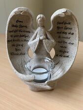 Stone Look-Angel Tea Light Candle Holder- With Glass Tea Light Holder